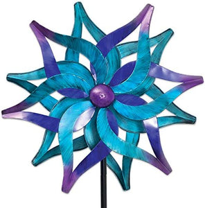 Bits and Pieces - Blue Delphinium Wind Spinner - Decorative Kinetic Wind Mill - Unique Outdoor Lawn and Garden Décor, Lawn Ornament