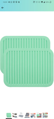Smithcraft Silicone Trivet Mat for Hot Pan and Pot Hot Pads Counter Mat Heat Resistant Table Dish Drying Mat or Placemats 2 Pack,Size:9x12 Inch, Shape:Rectangular Color Green