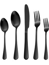 Load image into Gallery viewer, Stainless Steel Flatware Set Black 20 Piece