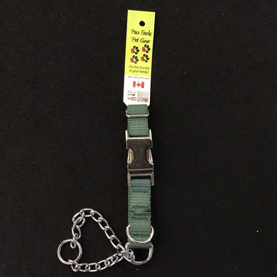 1048 Paw Tracks Pet Gear Dog Collar Green Metal Chain MADE IN CANADA