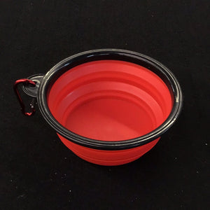 1031 Collapsible Travel Pet Dog Food Treat Container Bowl Red *