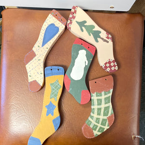 christmas hand made wooden socks