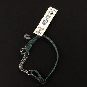 1072 Paw Tracks Pet Gear Dog Collar Green Metal Chain Small MADE IN CANADA