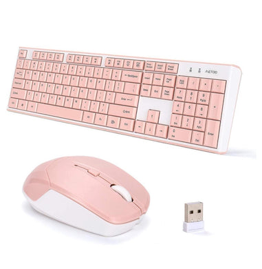 MeToo Wireless Keyboard, Ultra-Thin 2.4 USB Mute Keyboard and Mouse Set