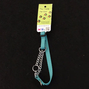 1056 Paw Tracks Pet Gear Dog Collar Teal Metal Chain Small MADE IN CANADA