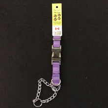 Load image into Gallery viewer, 1046 Paw Tracks Pet Gear Dog Collar Purple Metal Chain MADE IN CANADA