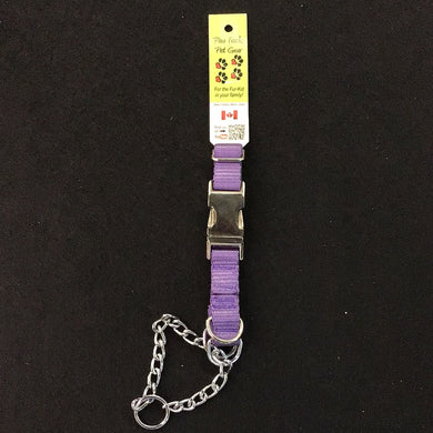 1046 Paw Tracks Pet Gear Dog Collar Purple Metal Chain MADE IN CANADA